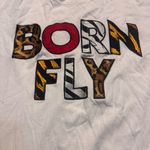 BORN FLY Embroidered White Animal Print Streetwear Womens TShirt Size 2X Photo 1