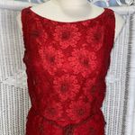 Vintage Elissa of California Red Lace Beaded Sheath Dress 60s Cocktail Party Photo 2
