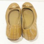 Tory Burch Eddie 2 Logo Bow Smooth Naplak/soft Patent Flats Camellia Pink Beige Photo 4