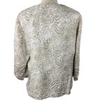Coldwater Creek Jacquard Animal Print Blazer Womens PL Beige Open Front Ruched Photo 1