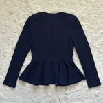 St. John Caviar Jacket Full Zip Up Peplum Wool Blend Long Sleeve Navy Sz 2 Photo 2