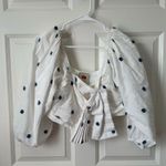 Farm Rio Flower-Embroidered Cotton Crop Top Size M Photo 0