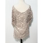Umgee Crochet Knit Top Cream Beige Medium Bohemian Cottagecore 3/4 Sleeve Photo 3