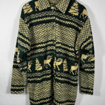 CENZA by PALMETTO Size M Fleece Shirt Jacket Reindeer Trees Geometric Green Size M Photo 0