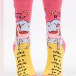Blue Q Always Be Yourself Unless You Can Be A Unicorn Pink Women’s Crew Socks by Photo 2