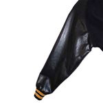 Vintage 90's Y2K Black Wool & Faux Leather Bomber Varsity Letter Patch Jacket Gold Size L Photo 4