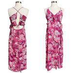 ZARA  Maxi Dress Printed Ruffles Floral Pink Sleeveless Chiffon V-Neck Large NWT Photo 1