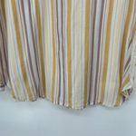 Loft Mustard Yellow Stripe Popover Top Lightweight Beachy Long Sleeve Size L Photo 4