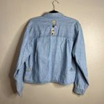 Christopher & Banks Christopher Banks Denim Shirt Size L Embroidered‎ Button Up Boxy Crop Cottage Photo 4