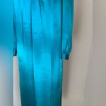 Handmade Teal Silk High Neck Maxi Shift Dress Blue Size M Photo 1