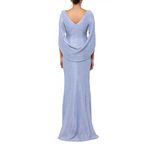 Betsy and Adam  Metallic Cape Gown Size‎ 12 Metallic Shimmer Silver Blue Photo 2