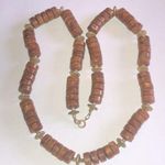 Vintage Bronze Shimmer & Gold Tone Round Disc Beaded Boho Retro Necklace Brown Photo 0