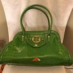 Iman Vegan Crock Cracked Green Shoulder Bag Photo 0