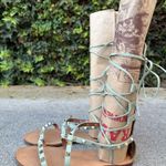 Valentino Garavani Valentino Rockstud flat lace-up mint green leather gladiator sandals size IT 37 Photo 5
