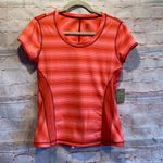 Title Nine NWT Stripe Runner short sleeve s/s top scoop neck Small Coral Photo 0