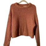 American Eagle Cropped Loose Knit Sweater Size Small Pink Crewneck Lightweight Photo 0
