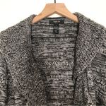 Style & Co . Knit Black Gray White Long Sleeve Open Front Draped Cardigan Sweater Photo 6