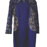 Enfocus Studio Navy & Tan Inset Lace Bodycon Mini Dress Photo 0