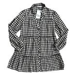 ZARA Gingham Plaid Button Front Tier Layered Mini Dress Black Size XS Photo 6
