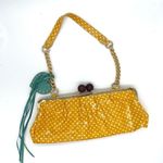 Roberta Gandolfi Vintage Yellow Polka Dot Mini Purse Gold Photo 0