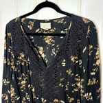 Denim & Supply Long Sleeve Floral Crochet Blouse Black Size M Photo 3