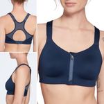 CALIA Go All Out Zip Front Sports Bra in Ardosia Slate Maximum Support Size 36D Blue Photo 1