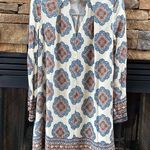 En Crême En Creme size Small boho spring summer dress medallion print cream blue mini Photo 0