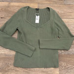 EXPRESS NWT  Olive Green Ribbed Sweetheart Neckline LS Sweater – Women’s Large Photo 0