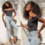 Lulus LULU’S Blissful Blooms Black Cheetah Print Off The Shoulder Bodysuit Photo 1