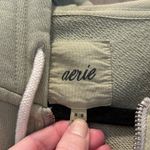 Aerie  Hoodie Cropped Full Zip Sweatshirt Light Green Size Medium Photo 5