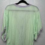 Blue Ginger Embroidered Fringe Tunic Small Boho Beach Coastal Nautical Festival Green Photo 6