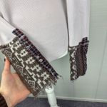 We The Free Free People Art School Purple Waffle Thermal Accent Cuff Sweater Plaid Button Photo 1