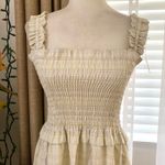 GU (Uniqlo) x Rokh Smocking Camisole Dress in Cream Plaid Tan Size M Photo 7