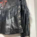 Women’s XL/XXL vintage leather fringe biker jacket Black Photo 6