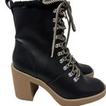 Dolce Vita Carmen Faux Fur Shearling Lace Up Heeled Boots Women's 9 Black NWOB Photo 1