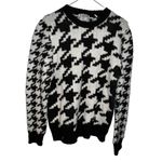 Sandro Houndstooth Sweater Black White Chunky Knit Oversized Women Medium Wool Photo 2