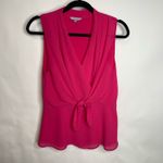 Naked Zebra Hot PInk Front Tie Blouse Tank Top Sz Small Photo 4