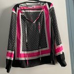 New York And Company New York & Co. Women’s V-Neck Print Nylon Ruched Blouse Photo 0