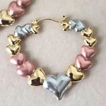 Tricolor Gold Filled Heart Hoop Earrings Photo 1