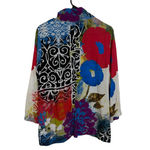 Simply Art Dolcezza Top Womens Medium Button Up Shirt Floral Artsy Boho Shell Red Photo 7