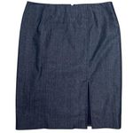 Nine West Dark Chambray  Stretch Front Slit Above Knee Skirt Women’s 4 Classic Photo 0