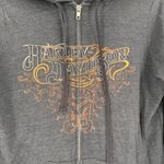 Vintage Y2K Harley Davidson Women Gray Full Zip Hoodie Sweatshirt Medium Flames Photo 10
