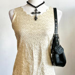 Gold Glitter Scallop Tank Top, Glam, Y2K, Party, Sparkly, Vintage,‎ Small, 2000s Photo 0