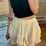 White Ruffle and Lace Mini Skirt Photo 0