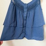 American Eagle NWT cropped blue ruffle top size M Photo 6