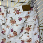 American Eagle  Mom Shorts High Waist Floral Print Cotton Denim White Size 10‎ Photo 5