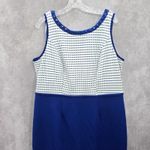 Maya Brooke Blue Midi Office Sequin Beaded Formal Preppy Party Dress Plus 14W Photo 2