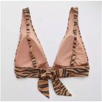 Aerie NWT!  Pique Triangle Bikini Top Brown Black Animal Print - Size XL Photo 3