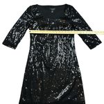 White House | Black Market  Classic Black Sequin Cocktail Shift Dress Size XS Photo 4