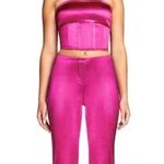 I am gia I.AM.GIA Vikki Corset crop top satin silky barbie pink y2k strapless disco Photo 0